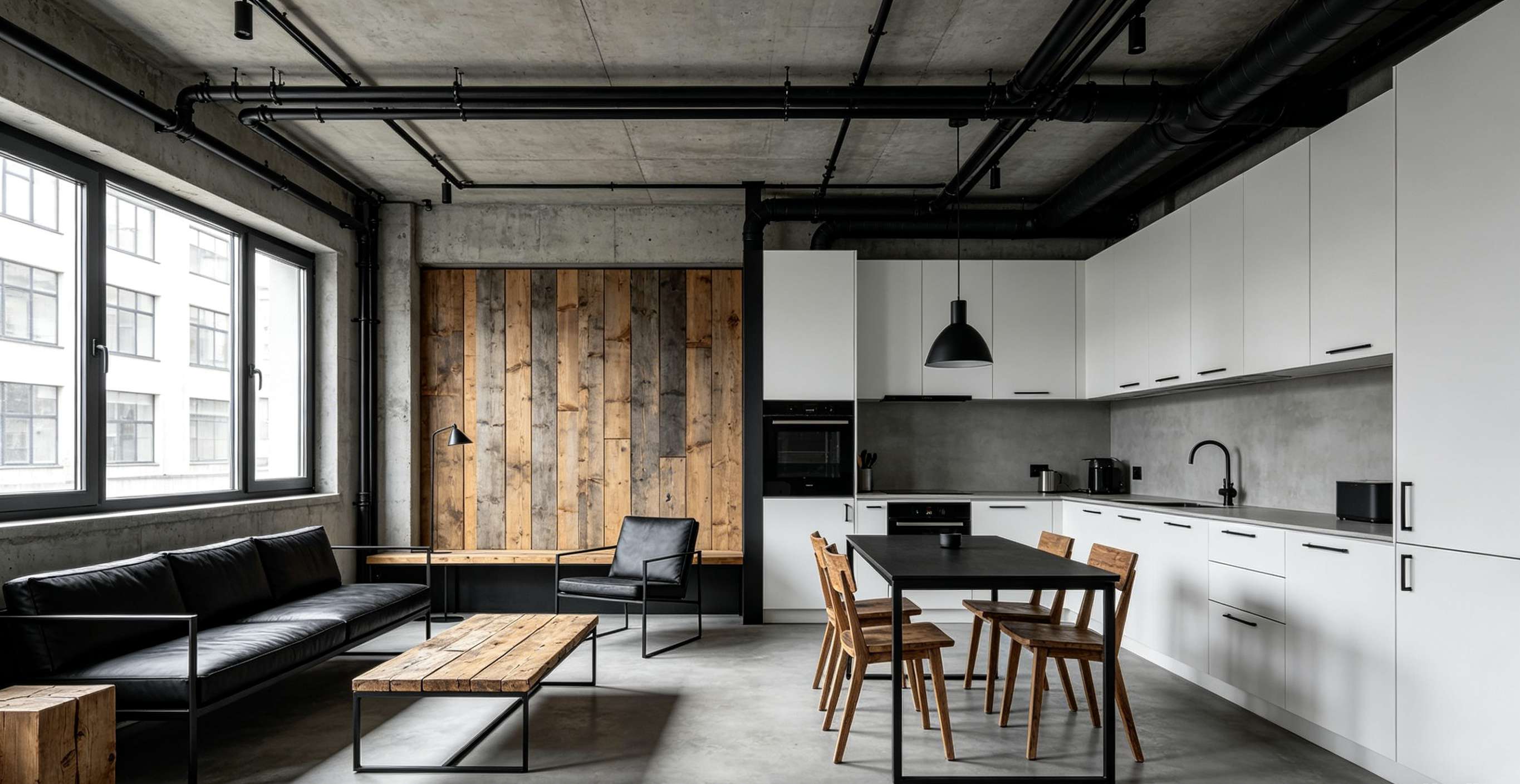 Raw Refinement: An Industrial Minimalist Small Apartment